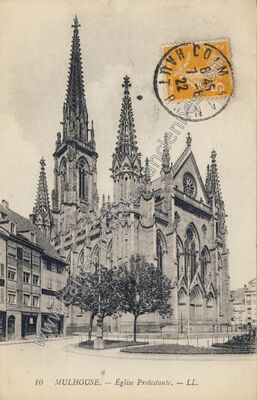 Carte postale ancienne Église Protestante — Mulhouse (Haut-Rhin)
