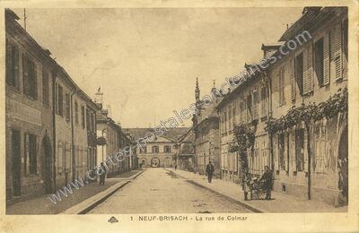 Carte postale ancienne La rue de Colmar — Neuf-Brisach (Haut-Rhin)