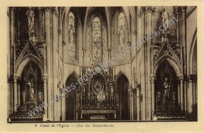 Carte postale ancienne Cœur de l'Eglise — Chor der Klosterkirche — Riedisheim (Haut-Rhin)