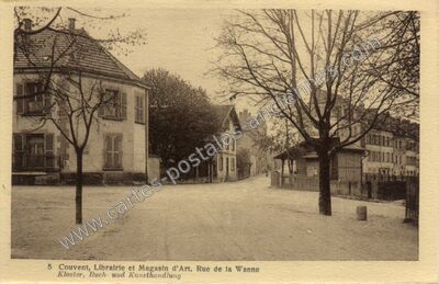 Carte postale ancienne Couvent, Librairie et Magasin d'Art. Rue de la Wanne — Riedisheim (Haut-Rhin)