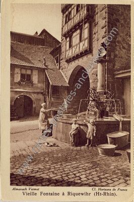Carte postale ancienne Vieille Fontaine — Riquewihr (Haut-Rhin)