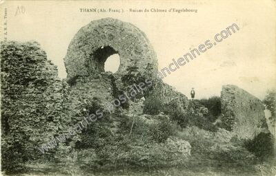 Carte postale ancienne Ruines du Château d'Engelsbourg — Thann (Haut-Rhin)