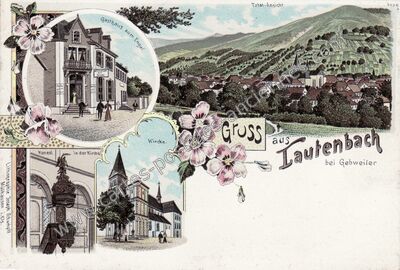 Carte postale ancienne Gasthaus zum Engel — Lautenbach (Haut-Rhin)