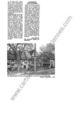 Carte postale ancienne De Niederhergheim, plusieurs Maurer sont partis pour les Etats-Unis — Niederhergheim (Haut-Rhin)