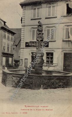 Carte postale ancienne Fontaine de la Place du Marché — Ribeauvillé (Haut-Rhin)