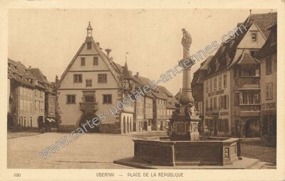 Carte postale ancienne Place de la République — Obernai (Bas-Rhin)