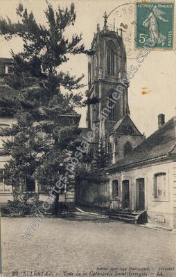 Carte postale ancienne Tour de la Cathedrale Saint-Georges — Sélestat (Bas-Rhin)
