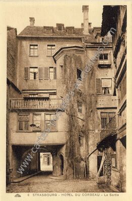 Carte postale ancienne HOTEL DU CORBEAU - La Sortie — Strasbourg (Bas-Rhin)