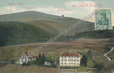 Carte postale ancienne Hotel Bad Bühl u. Chalet / Hôtel et Bains du Buhl et Chalet — Barr (Bas-Rhin)