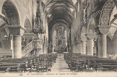 Carte postale ancienne Intérieur de l'église St-Georges — Haguenau (Bas-Rhin)