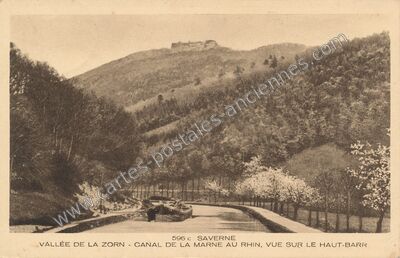 Carte postale ancienne Vallée de la Zorn - Canal de la Marne au Rhin, vue sur le Haut-Barr — Saverne (Bas-Rhin)
