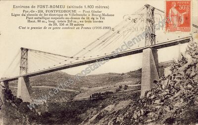 Carte postale ancienne Pont Gisclar — Fontpédrouse (Pyrénées-Orientales)