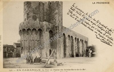 Carte postale ancienne La Tour de l'Eglise des Saintes-Marie-de-la-Mer — Sainte-Marie-la-Mer (Pyrénées-Orientales)