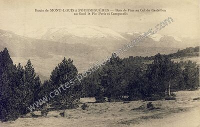Carte postale ancienne Col de Casteillou — Les Angles (Pyrénées-Orientales)