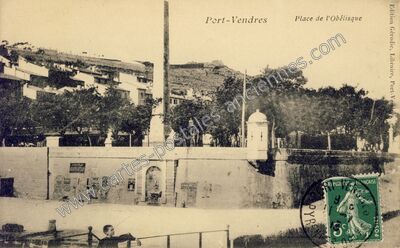 Carte postale ancienne Place de l'Obélisque — Port-Vendres (Pyrénées-Orientales)