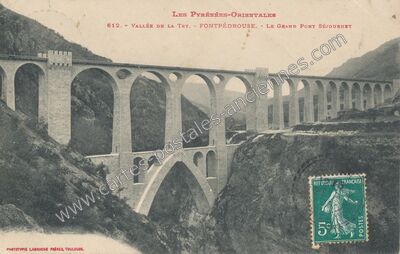 Carte postale ancienne Le Grand Pont Séjournet — Fontpédrouse (Pyrénées-Orientales)