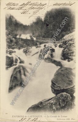 Carte postale ancienne Cascade de Lutour — Cauterets (Hautes-Pyrénées)