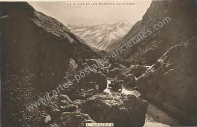 Carte postale ancienne Le Chaos et les Sommets du Cirque — Gavarnie (Hautes-Pyrénées)