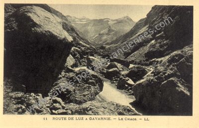 Carte postale ancienne Le Chaos — Gèdre (Hautes-Pyrénées)