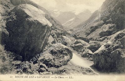 Carte postale ancienne Le Chaos — Gèdre (Hautes-Pyrénées)