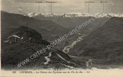 Carte postale ancienne Chaine des Pyrenees — Lourdes (Hautes-Pyrénées)