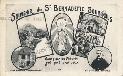 Carte postale ancienne Souvenir de Ste Bernadette Soubirous — Lourdes (Hautes-Pyrénées)