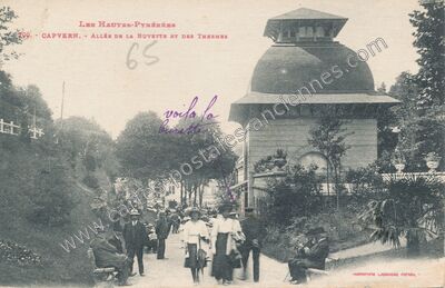 Carte postale ancienne Allée de la Buvette et des Thermes — Capvern (Hautes-Pyrénées)