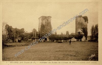 Carte postale ancienne Intérieur des Ruines du Château de Jeanne d'Albret (XIVe siècle) — Bellocq (Pyrénées-Atlantiques)