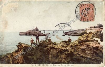 Carte postale ancienne Rocher de la Vierge — Biarritz (Pyrénées-Atlantiques)