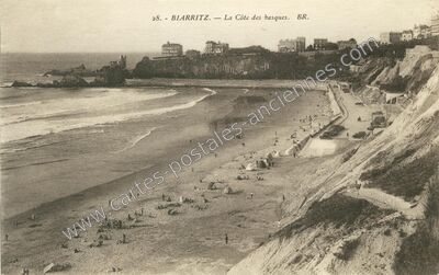 Carte postale ancienne La Côte des basques — Biarritz (Pyrénées-Atlantiques)