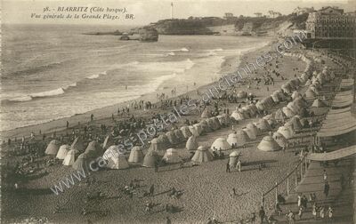Carte postale ancienne Vue générale de la Grande Plage — Biarritz (Pyrénées-Atlantiques)