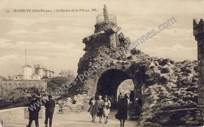Carte postale ancienne Le Rocher de la Vierge — Biarritz (Pyrénées-Atlantiques)