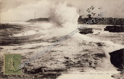 Carte postale ancienne Effet de Vagues — Biarritz (Pyrénées-Atlantiques)