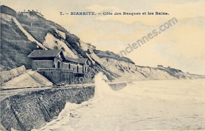 Carte postale ancienne Côte des Basques et les Bains — Biarritz (Pyrénées-Atlantiques)