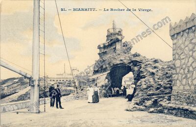 Carte postale ancienne Le Rocher de la Vierge — Biarritz (Pyrénées-Atlantiques)