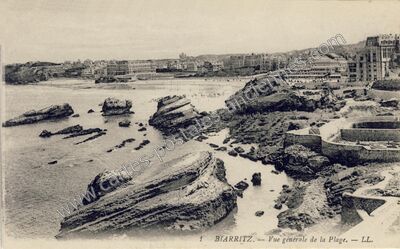 Carte postale ancienne Vue générale de la Plage — Biarritz (Pyrénées-Atlantiques)