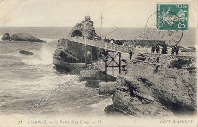 Carte postale ancienne Le Rocher de la Vierge — Biarritz (Pyrénées-Atlantiques)