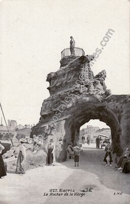 Carte postale ancienne Le Rocher de la Vierge — Biarritz (Pyrénées-Atlantiques)