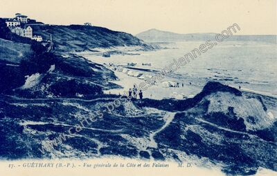 Carte postale ancienne Vue générale de la Côte et des Falaises — Guéthary (Pyrénées-Atlantiques)