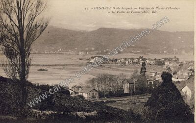 Carte postale ancienne Vue sur la Pointe d'Hendaye et les Villas de Fontarrabie — Hendaye (Pyrénées-Atlantiques)