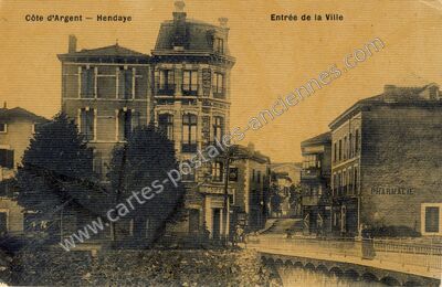 Carte postale ancienne Entrée de la Ville — Hendaye (Pyrénées-Atlantiques)