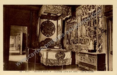 Carte postale ancienne Château Henri IV - Chambre Louis XIV, dite " Abd-el-Kader — Pau (Pyrénées-Atlantiques)