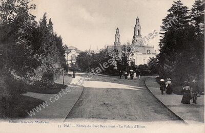 Carte postale ancienne Entrée du Parc Beaumont - Le Palais d'Hiver — Pau (Pyrénées-Atlantiques)