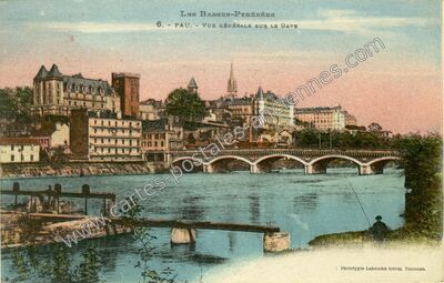 Carte postale ancienne Vue générale sur le gave — Pau (Pyrénées-Atlantiques)