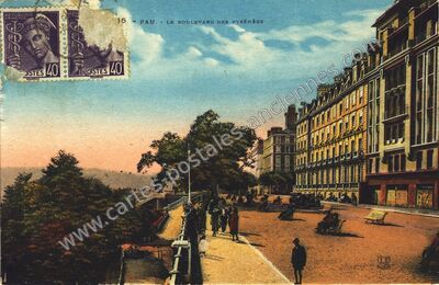 Carte postale ancienne Le Boulevard des Pyrénées — Pau (Pyrénées-Atlantiques)