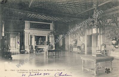 Carte postale ancienne Le Château, le Grand Salon de Réception Henri II, Tapisseries de Flandre — Pau (Pyrénées-Atlantiques)