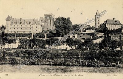 Carte postale ancienne Le Château, vue prise du Gave — Pau (Pyrénées-Atlantiques)