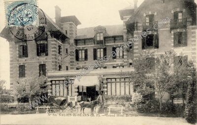 Carte postale ancienne Grand Hôtel Bellevue — Salies-de-Béarn (Pyrénées-Atlantiques)