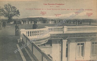 Carte postale ancienne Nouvelle Terrasse de la Place Royale et partie Est de la Chaîne des Pyrénées — Pau (Pyrénées-Atlantiques)