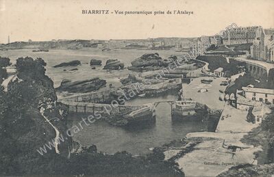 Carte postale ancienne Vue panoramique prise de l'Atalaye — Biarritz (Pyrénées-Atlantiques)